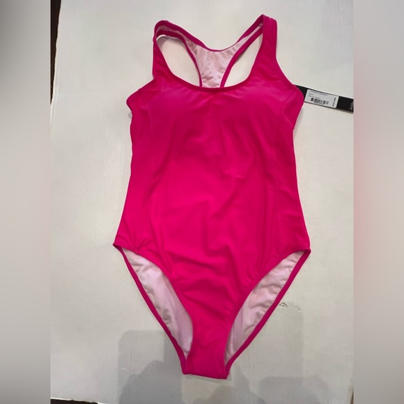 NICOLE MILLER STUDIO ONE PIECE RACER BACK HOT PINK SWIM SUIT SIZE MEDIUM  NWT - Picture 1 of 12